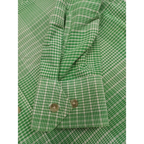 Mo Betta Men's Long Sleeve Shirt Button Up Green White Check Size 16 - Picture 5 of 6